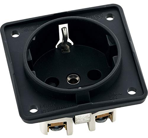 Hager - Toma schuko protección infantil+tornillo negro mate