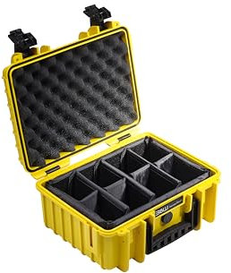 B&W Transportkoffer Outdoor - Typ 3000 - Gelb mit variabler Facheinteilung - wassserdicht nach IP67 Zertifizierung, Staubdicht, Bruchsicher und Unverwüstlich