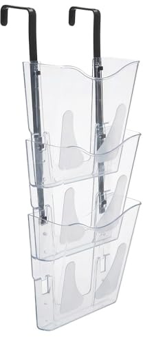 Deflecto 3 Tier A4 Wall Mounted Magazine File Holder - Perfect for Folders, Files, Mails & Brochure - For Home & Office with Hanging Bracket Included