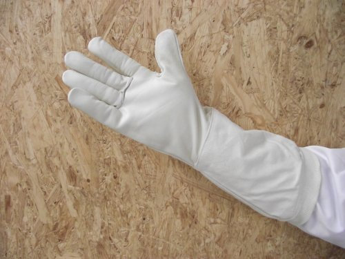 Förster-Fellnest Premium Imkerhandschuhe naturell- echtes, sehr kräftiges und weich gearbeitetes Leder mit extra langer Stulpe - Größe 7