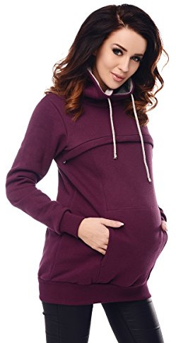 Purpless Maternity Breastfeeding Sweatshirt Cowl Neck Pullover Nursing Woman Top 9054 (16, Plum)