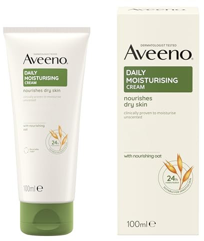 Aveeno Daily Moisturising Crema Idratante, Crema corpo idratante senza profumo, Crema idratante corpo e viso per pelle secca e sensibile, Body lotion con Avena Colloidale Prebiotica, 100 ml