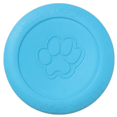 West Paw Zogoflex Zisc Dog Flying Disc, High Flying Aerodynamic Disc for Dogs Puppy – Lightweight, Floatable Disc for Fetch, Tug of War, Catch, Play – Doubles as Food/Water Bowl, Large 8.5, Aqua Blue