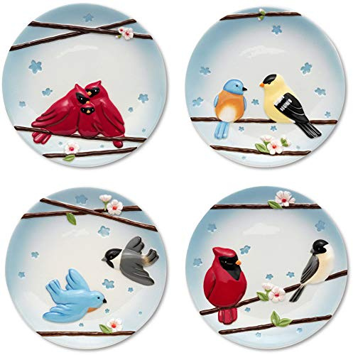Pavilion - Peace, Love and Birds - 6-1/2-Inch Individual Designs Plates, Set of 4