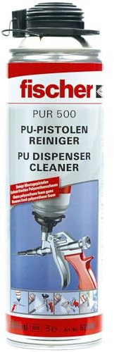 fischer PU Pistolenreiniger, hochaktiver PU-Reiniger für die Reinigung von Schaumpistolen, mit separatem Sprühkopf für außenliegenden Flächen, für alle üblichen Schaumpistolen geeignet