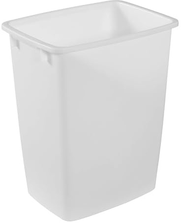 Rubbermaid Small Kitchen Bathroom Trash Can, 9 Gallons, White, Waste Basket for Under Counter/Kitchen/Office/Bedroom/Bathroom