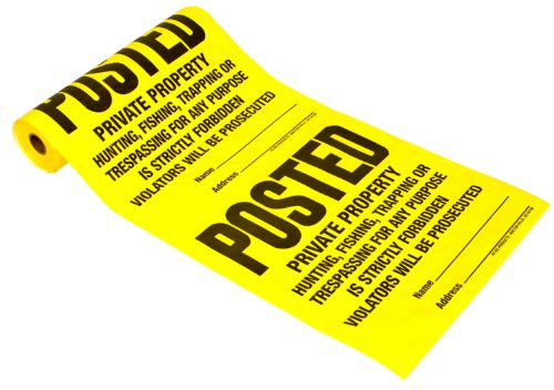 Hy-Ko Products TSR-100 Posted Private Property Tyvek Sign Roll 11 x 11 Yellow, 100 Pieces