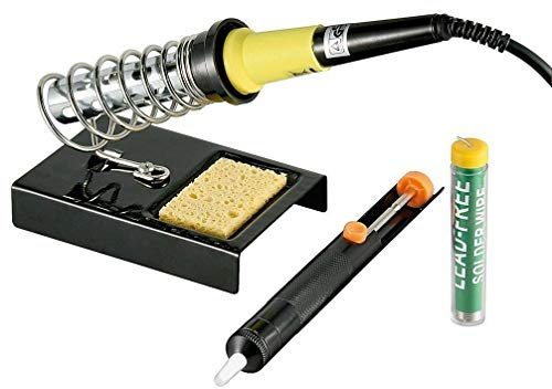 Goobay 51213 Lötset bleifrei / 30W Lötkolben / Lötkolbenhalter / Entlötpumpe / Lötzinn zum Platinen Löten / 4er Set