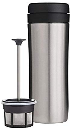 ESPRO Reise-French Press Travel Press, Mini Coffee Maker mit Thermo-Funktion, Edelstahl, Kaffee, to go, 350ml, edelstahl