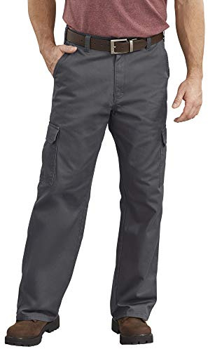 Dickies Men's Loose Fit Cargo Work Pant, Charcoal, 38x32