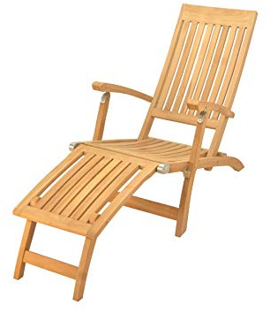 WholesaleTeak Grade-A Teak Wood Multi Position Steamer Lounger Chair with Adjustable Headrest and Footrest #13CLSt