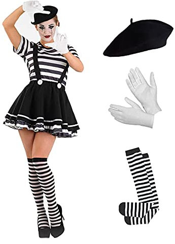 Fun Shack Pantomime Kostüm Damen, Faschingskostüme Damen Pantomime, Karneval Kostüm Damen Pantomime, Pantomime Kostüm Damen Set, Pantomime Kostüme, Pantomime Damen, Faschingskostüme Pantomime S