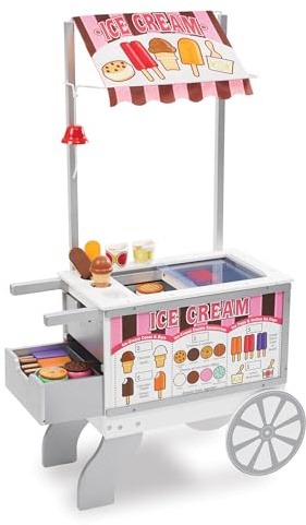Melissa & Doug - Imbisswagen Für Snacks Und Leckereien - 52-teiliges Rollenspielzeug inkl. 40 Holzlebensmittel, für Kinder ab 3 Jahren