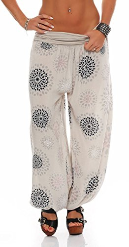 Malito Bloomers sommartryck slacks 7181 kvinnor en storlek, BEIgE, en storlek