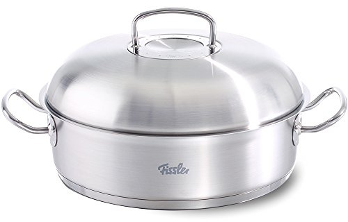 Fissler original-profi collection Stainless Steel Roaster (11-in, 5 Quart) High Domed Metal-Lid, round covered, Induction, silver
