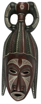 GURU SHOP Kleine Abstrakte Maske, Wandschmuck, Ethno Wanddekoration aus Balsaholz - Modell 4, 50x14x6 cm