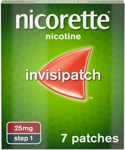 Nicorette InvisiPatch, Nicotine Patches Step 1, 25mg, 7 Nicotine Patches, Effective and discreet Stop Smoking and Stop Vaping Aid, to Beat Cravings & Withdrawal Symptoms (Quit Smoking or Vaping)