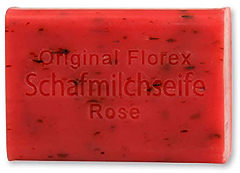 Florex Schafmilchseife Rose mit Blüten 100 g Stück Seife Naturseife Schafmilch