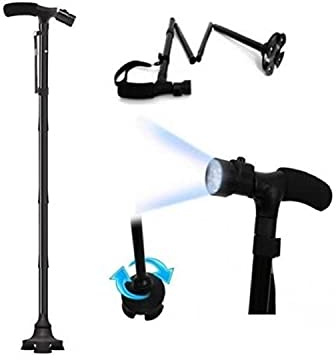 ULTIMATE MAGIC CANE Adjustable Folding & Extendable Walking Stick + LED Lights