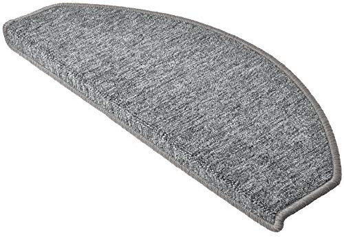 Beautissu XXL Treppenstufen Matten 65x28 cm – 15 Stück Gängige Treppen Stufenmatten Selbstklebend Innen Treppenmatten Stufenmatte Teppich Treppenteppich Stufenteppich Halbrund Hellgrau – ProStair