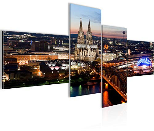 Runa Art Bild XXL 4 Teilig Köln 200 x 100 cm Kunstdruck auf Vlies Leinwand Wanddeko Wohnzimmer Schlafzimmer 601541a