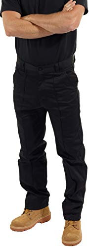 SITE KING Mens Classic Workwear Trousers Sizes 28 to 52 Reg or Long with Button & Zip Fly (36 Waist / 29 Short Leg, Black)