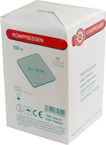 Kompressen 1000 Stück (10 x 100) 12-fach verschiedene Größen von Noba Verbandmittel (10 x 10 cm)