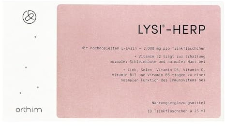 LYSI-HERP - 10 Trinkfläschchen à 25ml - Hochdosiert mit 2.000 mg L-Lysin - Laborgeprüft, glutenfrei, 100% vegan, laktosefrei + in Deutschland produziert