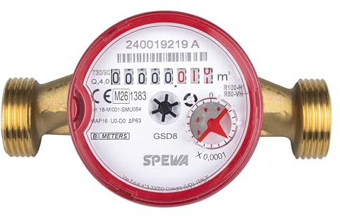 SPEWA Contatore acqua, acqua calda, calibrata 2025, QN 2,5, BL 130 mm, 1 pollice AG