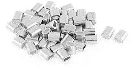 sourcing map - Casquillos de aluminio para cables de acero de 2 mm, manguitos, 50 unidades