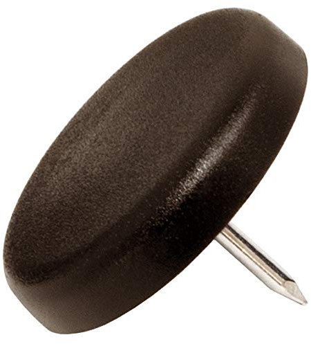 Adsamm® / 32 x Deslizante de plástico con clavo / Ø 30 mm / marrón / redondas / Patas de muebles con clavo de la máxima calidad de Adsamm®