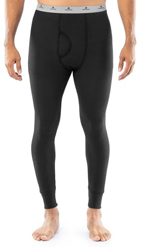 Indera Men's Traditional Waffle Thermal Long Johns Underwear, Black, Large