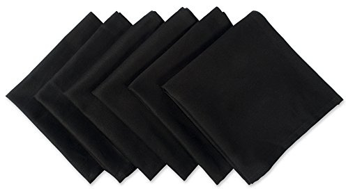 DII Solid Napkin Set Collection, 20x20, Black, 6 Piece