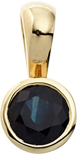 Jobo Damen Anhänger rund 333 Gold Gelbgold 1 blauer Safir Goldanhänger