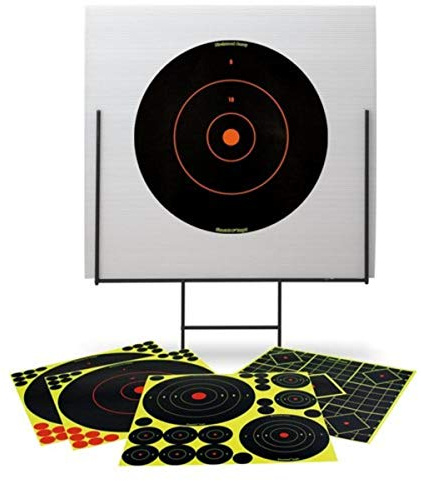 Birchwood Casey Portable Shooting Range & Target Kit - Lightweight Easy to Set Up Heavy-Duty Steel Frame, 18 x 18 Backboard & 18 Shoot-N-C Reactive Targets with 58 Repair Pasters