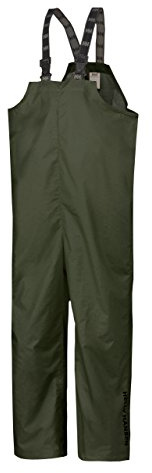 Helly Hansen Mandal Waterproof Bib Overalls - Waterproof Fishing Pants for Men - Heavy Duty Rain Gear - Zip Work Overalls - 480 Army Green - X-Large