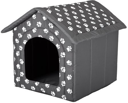 Hobbydog Dog House, Grey with Paws, S