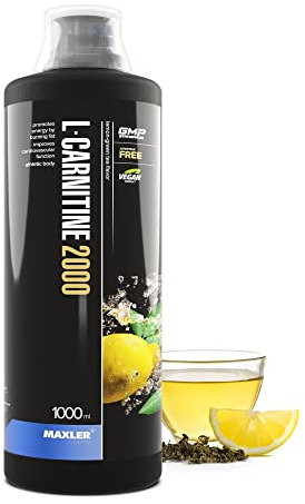Maxler L Carnitin Liquid Hochdosiert - L Carnitin Flüssig - Vegan und Zuckerfrei - reich an Geschmack - optimal dosiert - 2000 mg von L-Carnitin pro Portion - Zitrone-Grüner Tee - 1000ml