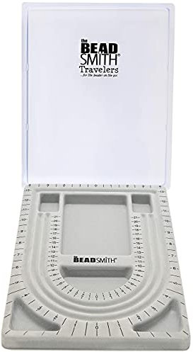 The Beadsmith Bead Design Brett zum Aufreihen von Perlen, mit Grauer Beflockung und Deckel, 23 x 33 cm