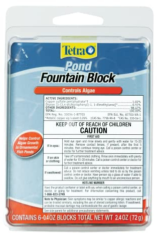 Tetra Pond Fountain Block 6 Count, Controls Algae Growth In Ornamental Fountains