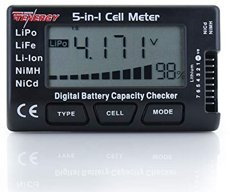 Tenergy 5-in-1 Battery Meter, Intelligent Cell Meter Digital Battery Checker/Balancer for LiPo / LiFePO4 / Li-ion/NiCd/NiMH Battery Packs