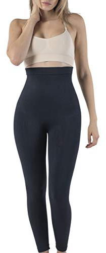 Osynlig BH Shapewear dam magkontroll leggings | hög midja figurformande formande byxor | anticelluliter och kompressionsleggings svarta, svart, S