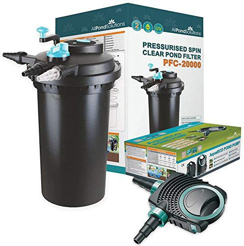 AllPondSolutions Pressurised Koi Fish Pond Filter with Pond Pump and 18w UV Steriliser Light All in one - Ponds Up to 20000 litres