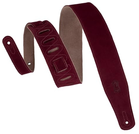 Levy's Leathers Simply Suede Series 2.5 Hand-Brushed Natural Dye Guitar Strap, Burgundy (MS26-BRG)