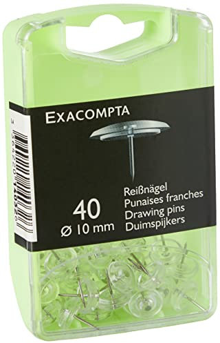 Exacompta 14032E 40er Pack Reißnägel Ø10mm in Kunststoffbox glasklar