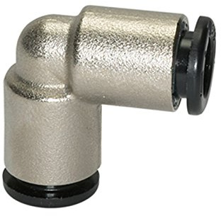 Conector en L click-clock para manguera de diámetro exterior de 4 mm, presión de trabajo máx. 16 bares, temperatura de funcionamiento -20 °C hasta 80 °C, latón vern.