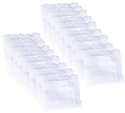 Lace Cotton White Handkerchiefs Perfect Wedding Bulk