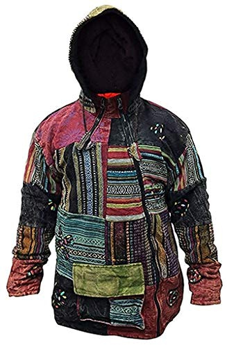 SHOPOHOLIC FASHION herrlappverk fleece kors dragkedja jacka, Flerfärgad, M