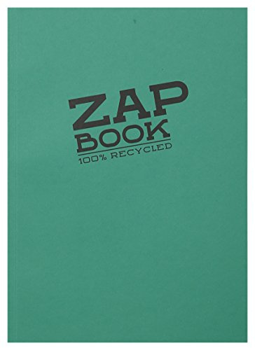Clairefontaine 3355C Carnet Encollé Zap Book - 160 Feuilles Papier Croquis 100% Recyclé - A5 14,8x21 cm 80g - Couleur de Couverture Aléatoire (4 coloris vifs possible)