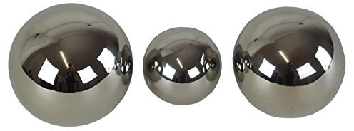 3tlg.-Set Dekokugeln Silverball aus Keramik 5/6/7 cm
